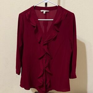 41 Hawthorn Deep Red Ruffle Blouse